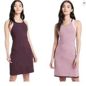 Athleta Reversible High Neck Crisscross Back Active Dress Plum Mauve Large
